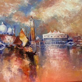 Peinture intitulée "Venise, vue de la l…" par Irina R, Œuvre d'art originale, Huile Monté sur Châssis en bois
