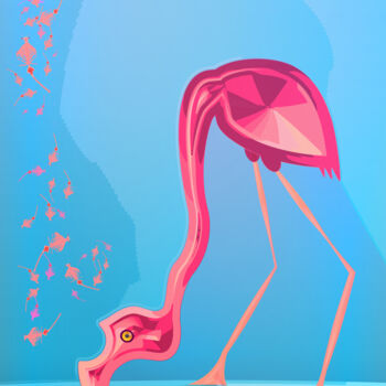 「Flamingo. Crayfish…」というタイトルのデジタルアーツ Ирина Рыжкова (Ira Go)によって, オリジナルのアートワーク, 2Dデジタルワーク