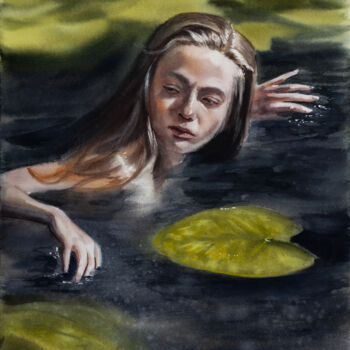 Pintura titulada "Waternymph" por Irina Schulz (shu.aniri), Obra de arte original, Acuarela