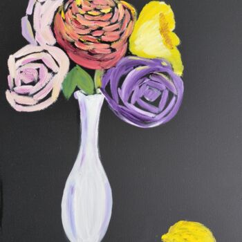 Картина под названием "Розы моего сада" - Irina Voloshina, Подлинное произведение искусства, Масло Установлен на Деревянная…