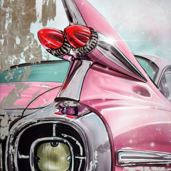 「Pink - Detroit Baro…」というタイトルのデジタルアーツ Irina Ziborovaによって, オリジナルのアートワーク, デジタル絵画 ウッドストレッチャーフレームにマウント