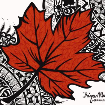 Arte digitale intitolato "Canadian leaf in ma…" da Irina Bbota, Opera d'arte originale, Lavoro digitale 2D
