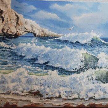 Painting titled "Sea landscape with…" by Irina Beiu, Original Artwork, Oil
