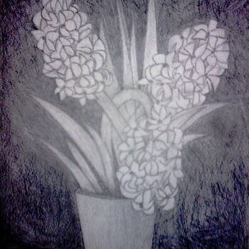 Painting titled "Hyacinth in Pot" by Irina Rabeja, Original Artwork, Pencil