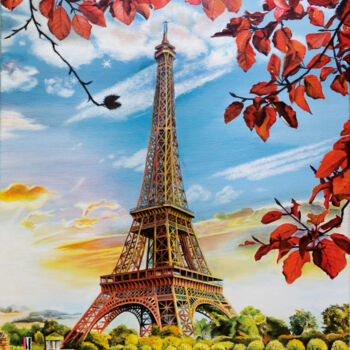 Pintura intitulada "Paris French Eiffel…" por Irinjoyart, Obras de arte originais, Acrílico