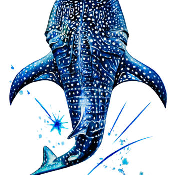 "Sea Ocean Blue Whal…" başlıklı Tablo Irinjoyart tarafından, Orijinal sanat, Suluboya