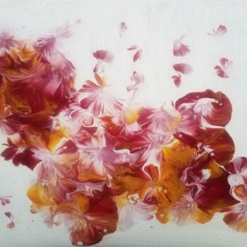 Painting titled "Nuages florals" by Irma Dhondt, Original Artwork, Acrylic Mounted on Wood Stretcher frame