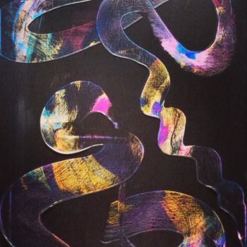 「Ribbon Dance」というタイトルの絵画 Irmi Harlanderによって, オリジナルのアートワーク, アクリル ウッドストレッチャーフレームにマウント