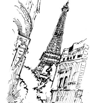 Tekening getiteld "PARIGI, TORRE EIFFE…" door Fabrizio Cancelliere, Origineel Kunstwerk, Inkt