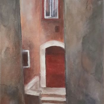 Painting titled "La porte rouge" by Irwine B., Original Artwork, Acrylic