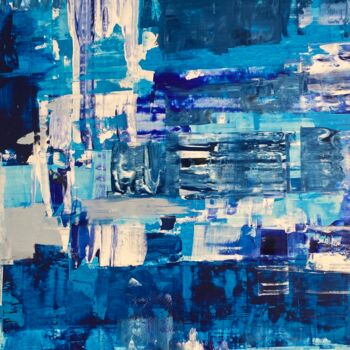 Painting titled "Blue silence 44" by Kitaieva Iryna, Original Artwork, Oil