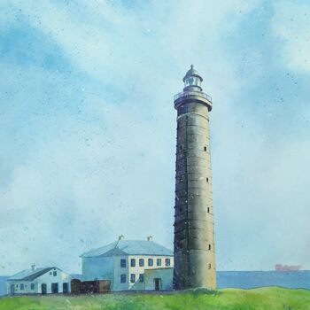 「Gray lighthouse」というタイトルの絵画 Iryna Makhovskaによって, オリジナルのアートワーク, 水彩画
