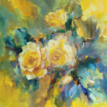 Malarstwo zatytułowany „Résonance Florale” autorstwa Iryna Malynovska, Oryginalna praca, Olej Zamontowany na Drewniana rama…