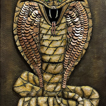 雕塑 标题为“"Snake eyes"” 由Iryna Mazhara, 原创艺术品, 聚合物粘土 安装在金属上