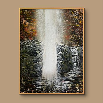 Peinture intitulée "Forest waterfall" par Iryna Nikolaieva, Œuvre d'art originale, Acrylique