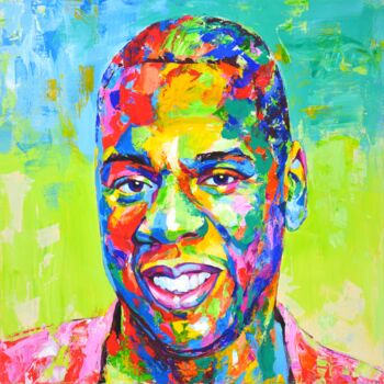 Malarstwo zatytułowany „Jay-Z.” autorstwa Iryna Kastsova, Oryginalna praca, Akryl Zamontowany na Drewniana rama noszy