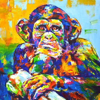 Malarstwo zatytułowany „A monkey.” autorstwa Iryna Kastsova, Oryginalna praca, Akryl