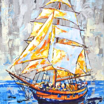 Malerei mit dem Titel "Ship 6." von Iryna Kastsova, Original-Kunstwerk, Acryl Auf Keilrahmen aus Holz montiert