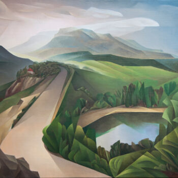 Pintura titulada "Mountain lake" por Isaac Feldman, Obra de arte original, Oleo Montado en Bastidor de camilla de madera