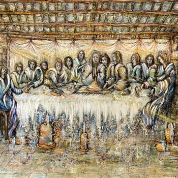 Ζωγραφική με τίτλο "The Last Supper" από Isabel Ferrer, Αυθεντικά έργα τέχνης, Ακουαρέλα