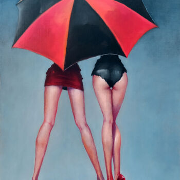 Pintura intitulada "Parapluie Nucléaire" por Isabel Mahe, Obras de arte originais, Óleo Montado em Armação em madeira