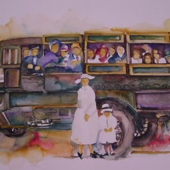 bus stand scene painting