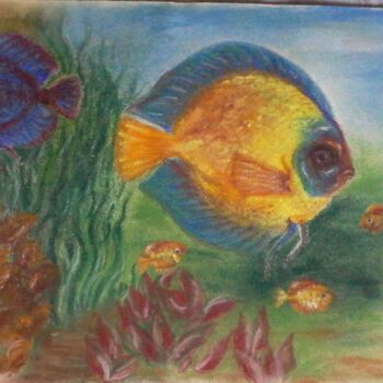 Dessin intitulée "Les Discus" par Isabelle Blanc, Œuvre d'art originale, Pastel