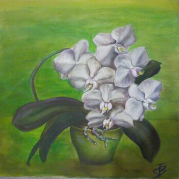 Dibujo titulada "Orchidées" por Isabelle Blanc, Obra de arte original, Tinta