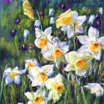 Painting titled "jonquilles" by Isabelle Boccalini, Original Artwork, Pastel