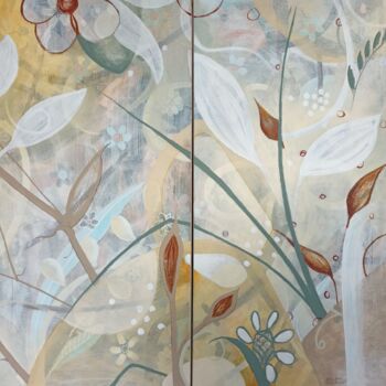 제목이 "Abstraction végétal…"인 미술작품 Isabelle Bout로, 원작, 아크릴 나무 들것 프레임에 장착됨