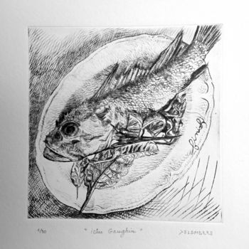 Gravures & estampes intitulée "ICTUS GAUGUIN 20X20" par Isabelle Delamarre, Œuvre d'art originale, Gravure