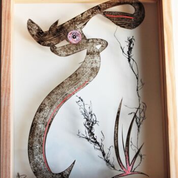 Painting titled "Pour rire" by Isabelle Delteil Mc Williams, Original Artwork, Ink Mounted on Wood Stretcher frame