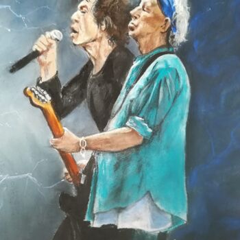 Drawing titled "The Rolling Stones" by Isabelle Derangere, Original Artwork, Pastel