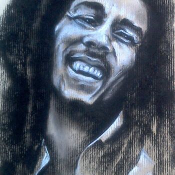 Drawing titled "Bob Marley 2" by Isabelle Derangere, Original Artwork, Pastel