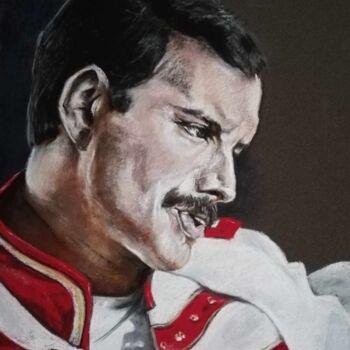 Dibujo titulada "Freddie Mercury 1985" por Isabelle Derangere, Obra de arte original, Pastel