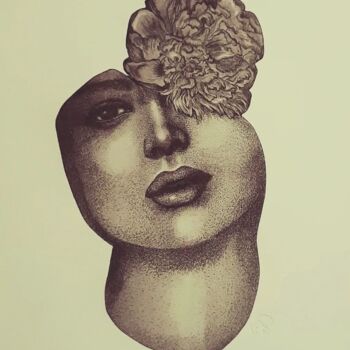 Druckgrafik mit dem Titel ""Femme-fleur"" von Isabelle Desaulty, Original-Kunstwerk, Radierung