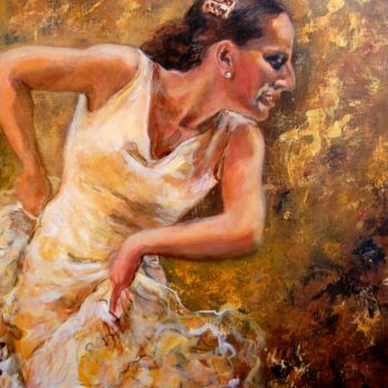 Pintura intitulada "Bailando por Alegri…" por Isabelle Jacq (Gamboena), Obras de arte originais