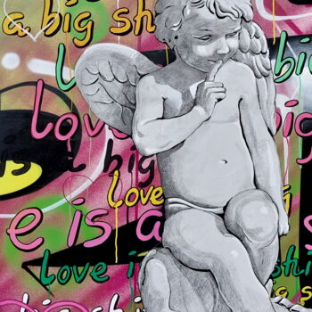 Pintura intitulada "Love is a big shit" por Isabelle Jura, Obras de arte originais, Tinta spray
