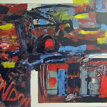 Картина под названием "London" - Isabelle Langlois, Подлинное произведение искусства, Акрил Установлен на Деревянная рама дл…