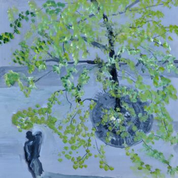 Painting titled "Arbre N°14" by Isabelle Marthouret Brisset, Original Artwork, Oil Mounted on Wood Stretcher frame