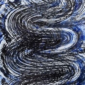 绘画 标题为“Le chemin bleu” 由Isabelle Mathis, 原创艺术品, 搪瓷