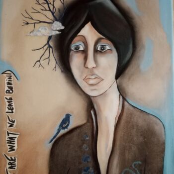 Painting titled "L'or bleu" by Isabelle Merle, Original Artwork, Oil