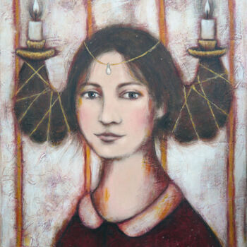 Painting titled "Chandelier" by Isabelle Milloz, Original Artwork, Acrylic Mounted on Wood Stretcher frame