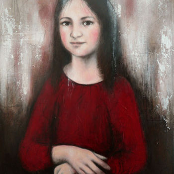 Malerei mit dem Titel "Petite Lisa" von Isabelle Milloz, Original-Kunstwerk, Acryl Auf Keilrahmen aus Holz montiert