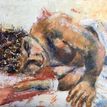 Malarstwo zatytułowany „jeune-homme qui fai…” autorstwa Isabelle Reygaerts, Oryginalna praca, Olej