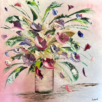 「Bouquet printanier」というタイトルの絵画 Isabelle Romandによって, オリジナルのアートワーク, オイル