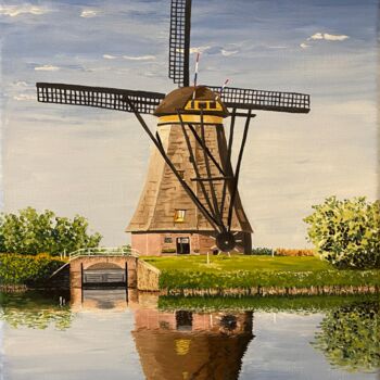 Peinture intitulée "Moulin hollandais" par Isabelle Tysiac, Œuvre d'art originale, Acrylique Monté sur Châssis en bois