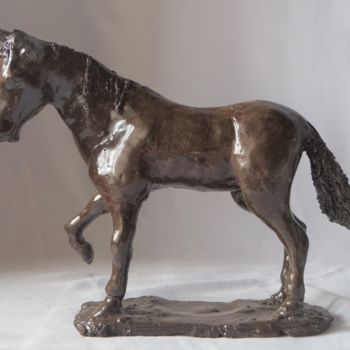 Sculpture titled "Cheval brun" by Isabelle Zwang, Original Artwork, Ceramics