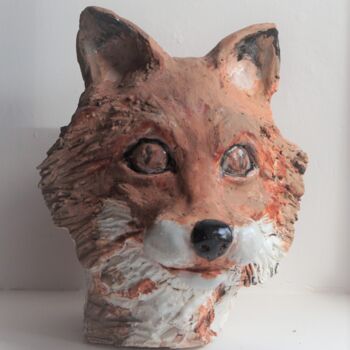 Sculpture intitulée "PORTRAIT D'UN RENARD" par Isabelle Zwang, Œuvre d'art originale, Céramique