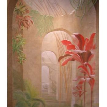 Malerei mit dem Titel "Fleur rouge" von Isabelle Molinard, Original-Kunstwerk, Acryl